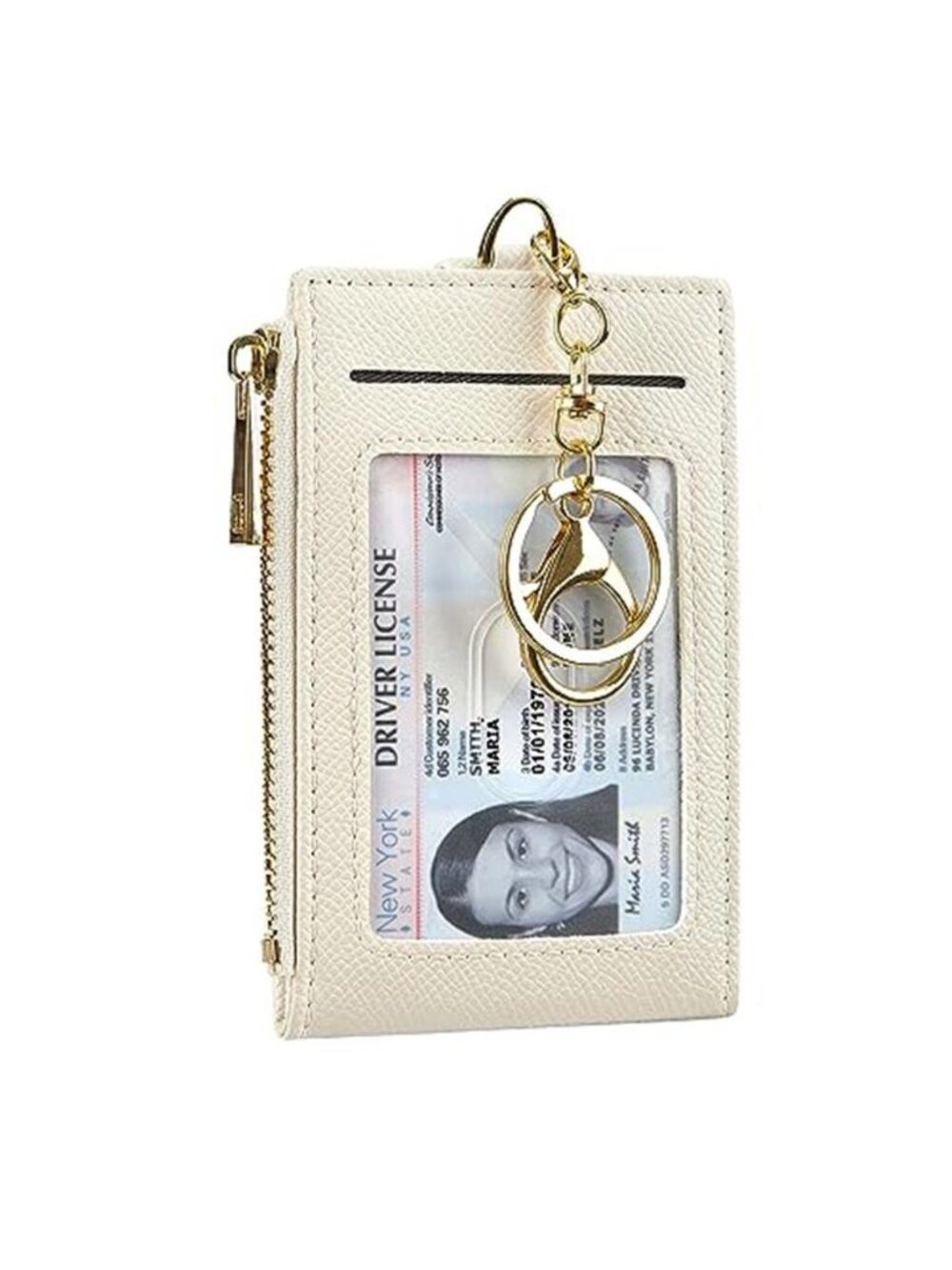 Women Leather RFID Card Holder Bifold Keychain Wallet